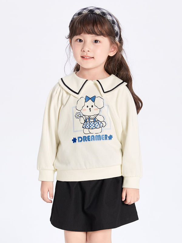 balabala 女幼童卡通圖案拼接領衛衣 2-8歲 - balabala