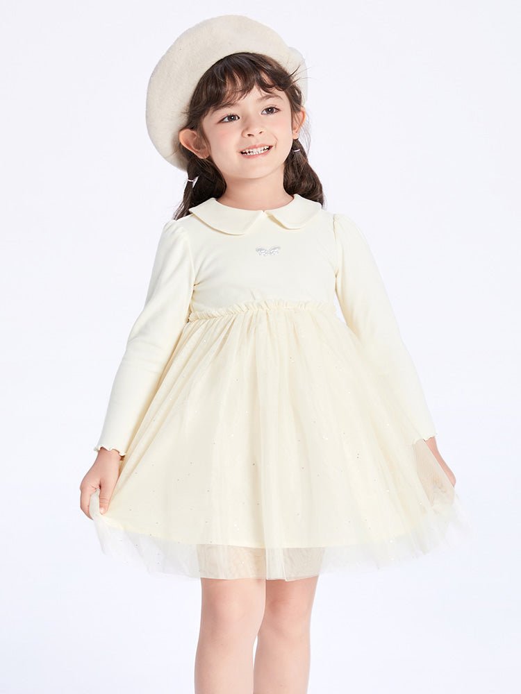 【線上專享】 balabala 童裝幼童女泡泡袖針織連衣裙 2-8歲 - balabala