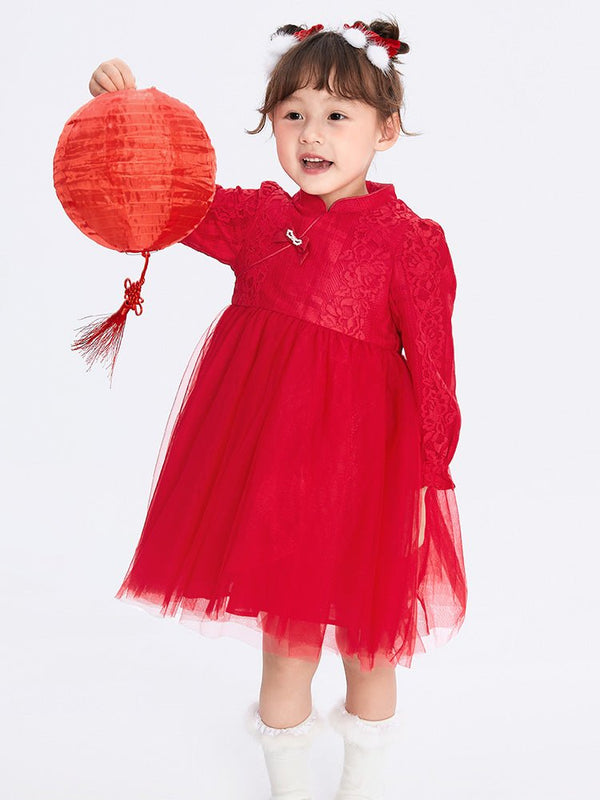【線上專享】 balabala 童裝幼童女淨色梭織連衣裙 2-8歲 - balabala