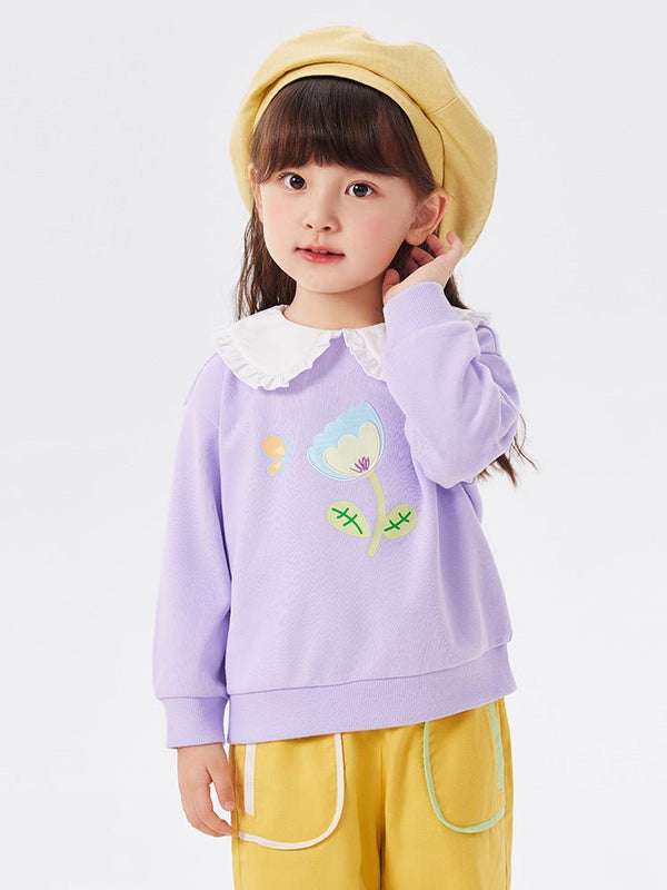 【線上專享】 balabala 童裝幼童女趣味圖案拼接領衛衣 2-8歲 - balabala