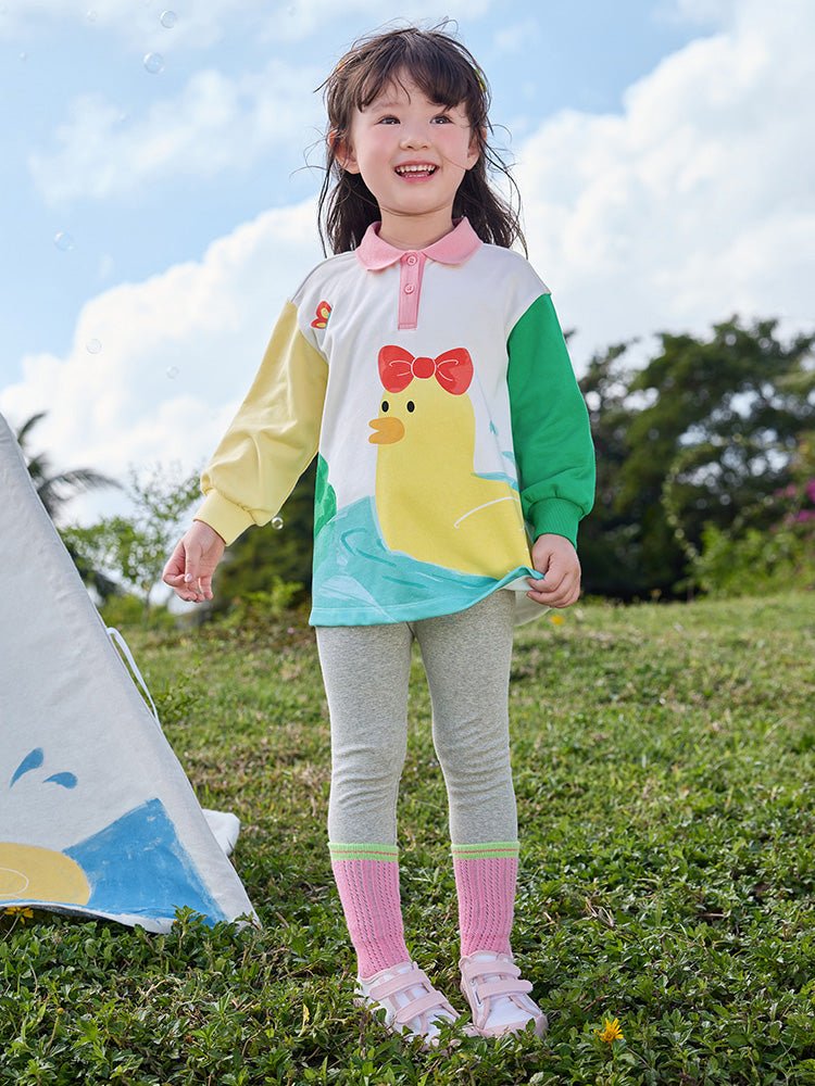 【線上專享】 balabala 童裝幼童女撞色拼接針織長袖套裝 2-8歲 - balabala