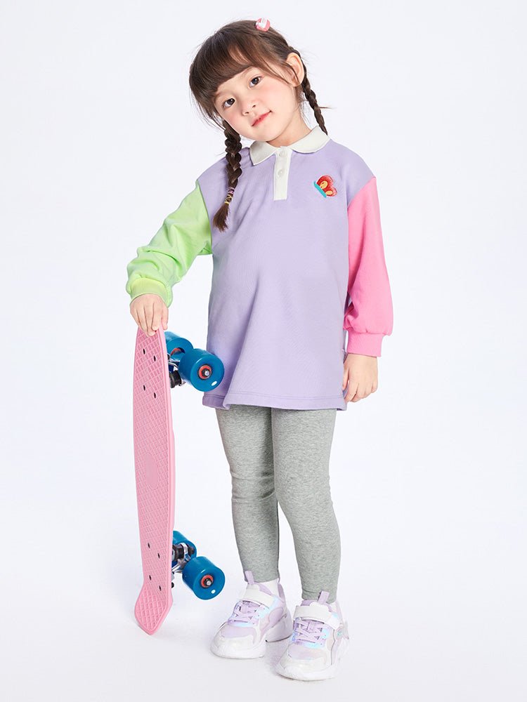 【線上專享】 balabala 童裝幼童女撞色拼接針織長袖套裝 2-8歲 - balabala