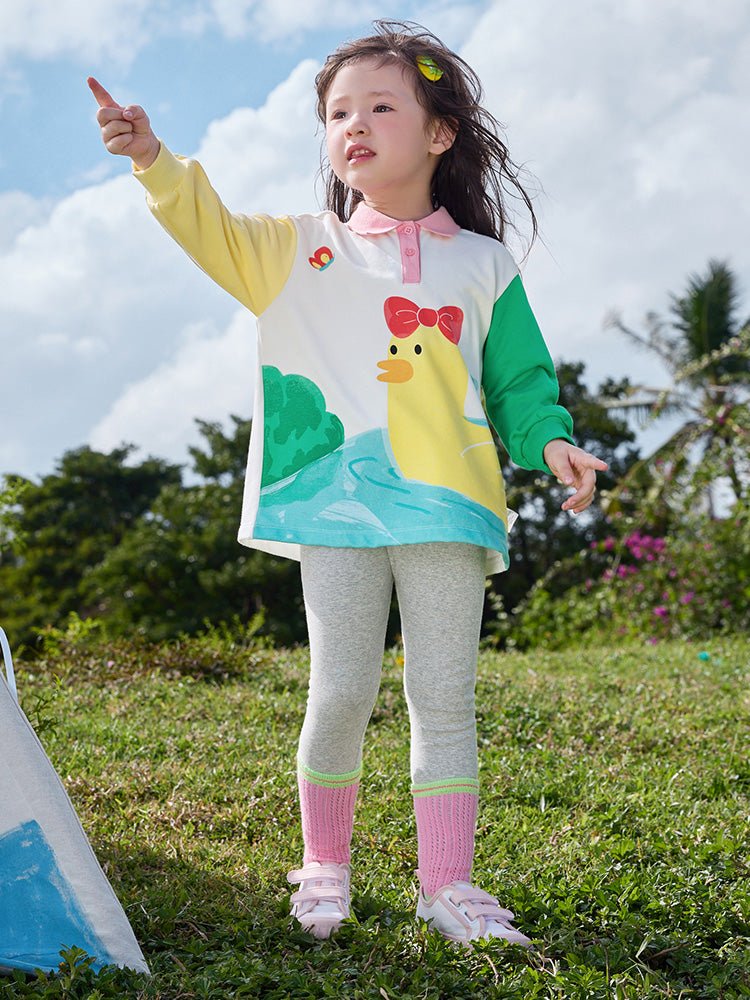 【線上專享】 balabala 童裝幼童女撞色拼接針織長袖套裝 2-8歲 - balabala