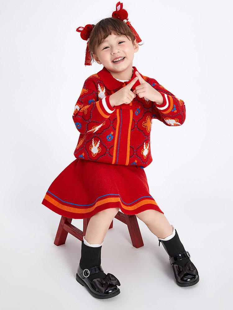 【線上專享】 balabala 童裝幼童女生肖兔毛織長袖套裝 2-8歲 - balabala