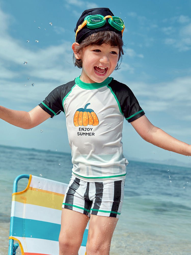 balabala 男幼童條紋撞色泳衣 2-8嵗 - balabala