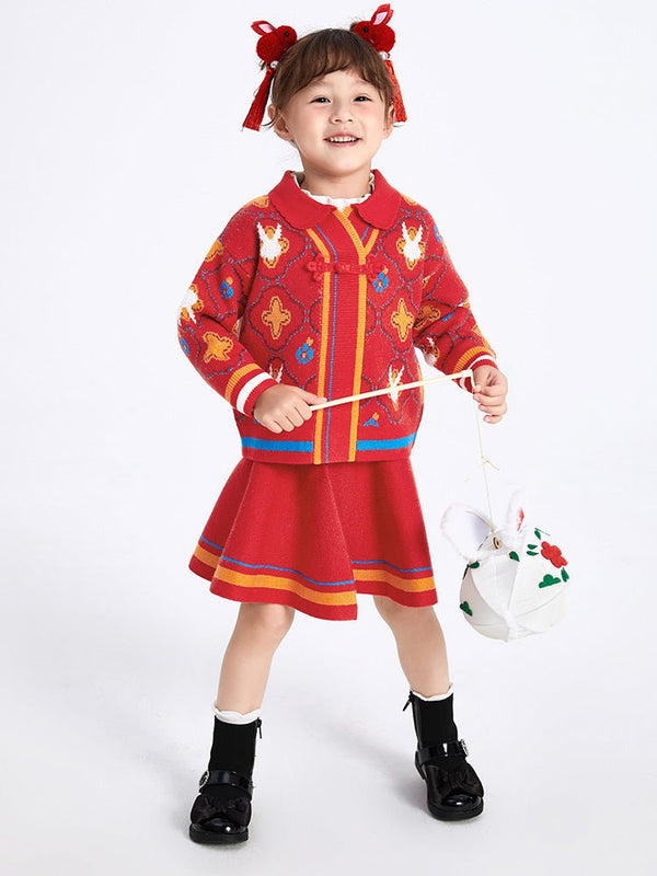 【線上專享】 balabala 童裝幼童女生肖兔毛織長袖套裝 2-8歲 - balabala