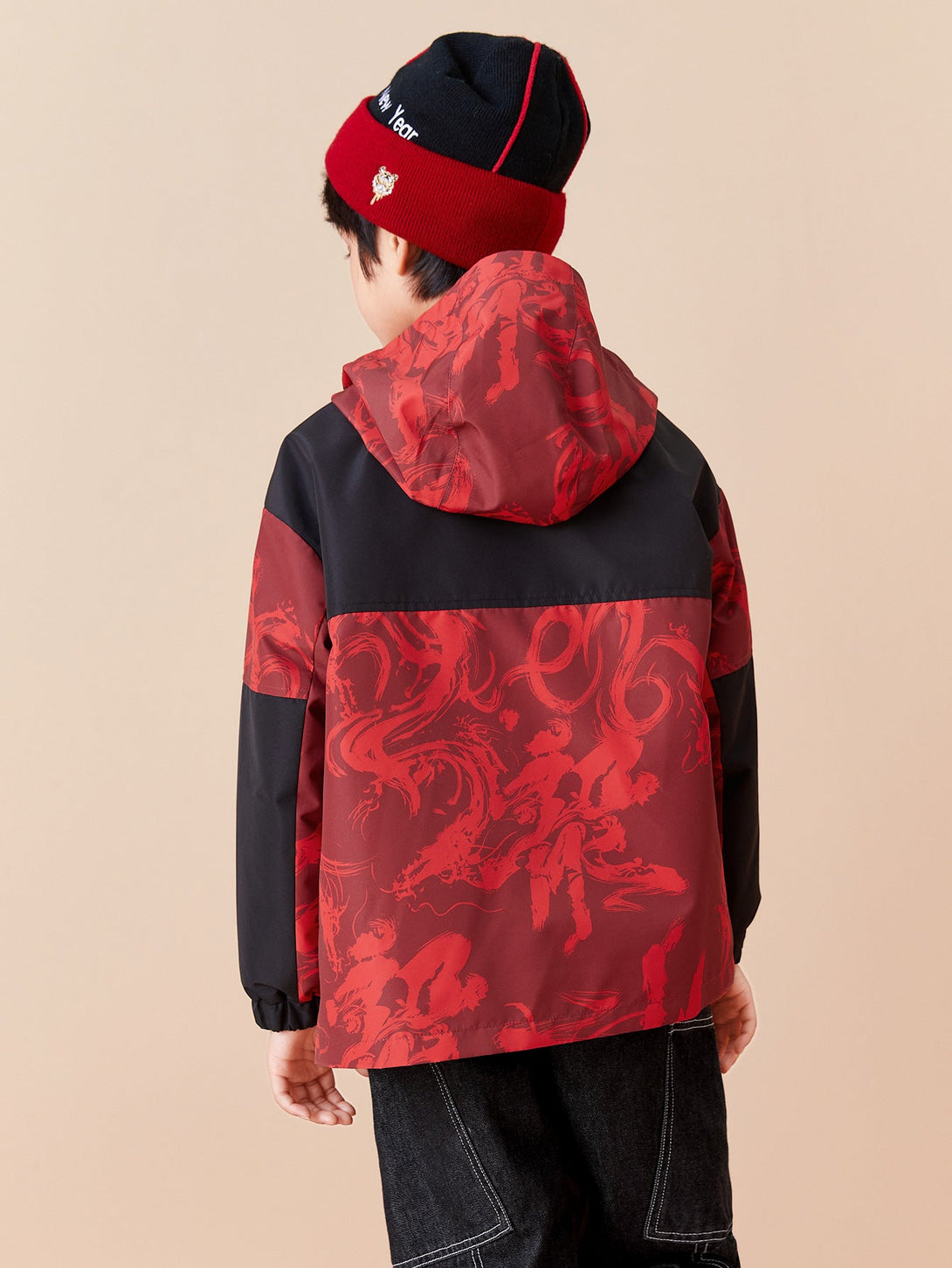balabala 巴拉巴拉童裝兒童外套男童2024新款春裝冬新年紅色加絨保暖兩件套 - balabala