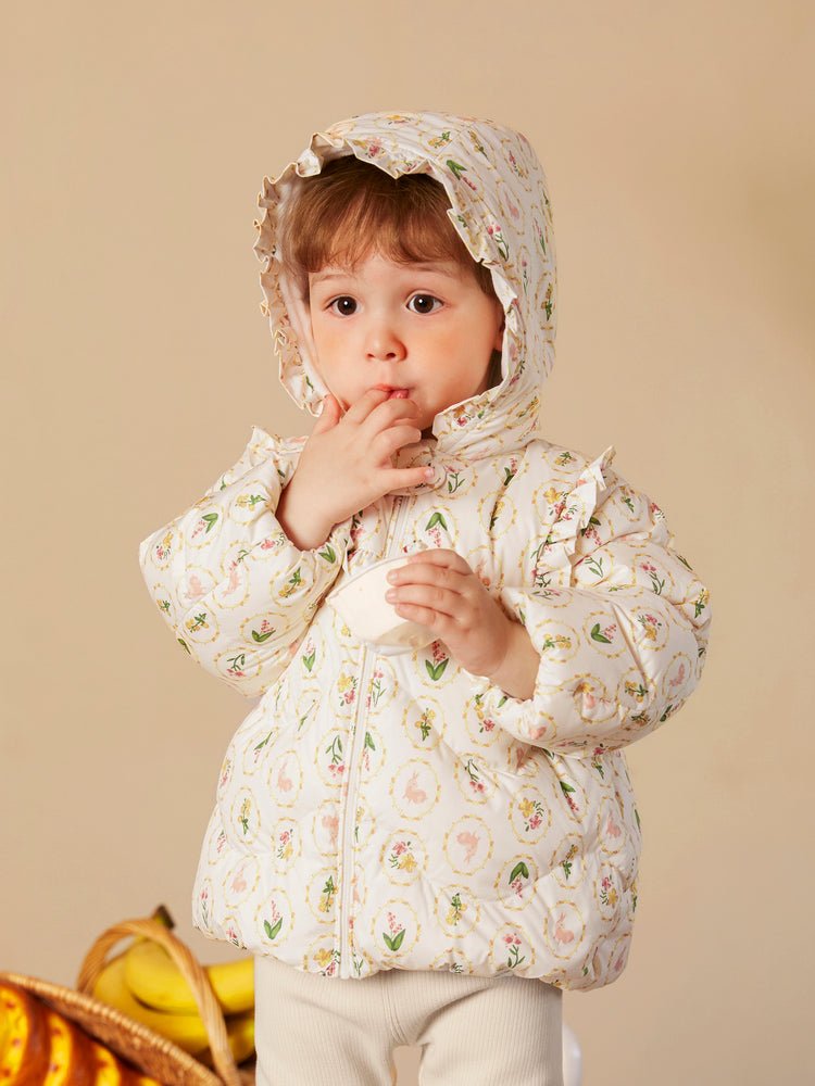 【網店專限】balabala 童装女嬰童滿印法式宮廷花園連帽羽絨服 - balabala
