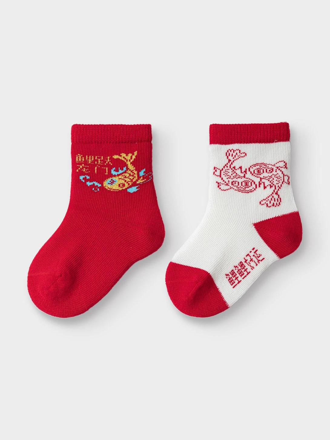 balabala 巴拉巴拉寶寶襪子龍年新款兒童棉襪男童女童小童本命年紅色兩雙裝 - balabala