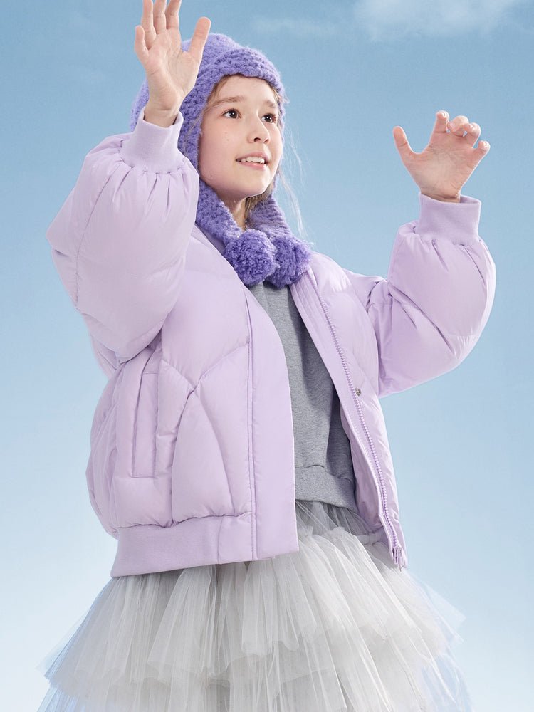【網店專限】balabala 童装女中童糖果色泡泡袖造型連帽羽絨服 - balabala