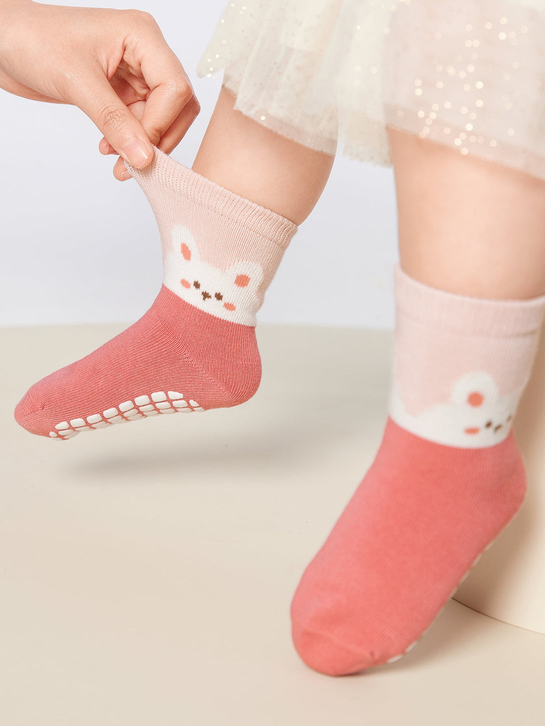 balabala寶寶萌趣襪地板襪男女童森林動物圖案襪子防滑彈力嬰幼兒小童棉襪春秋兩雙裝 - balabala