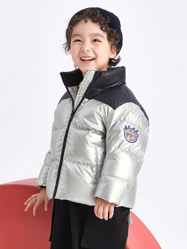 【線上專享】 balabala 童裝中童中性格紋短羽絨服 7-14歲 - balabala