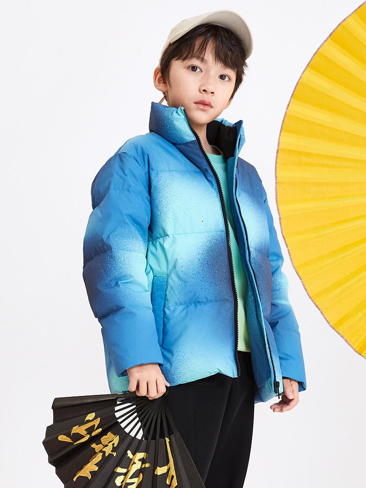 【線上專享】 balabala 童裝中童中性格紋短羽絨服 7-14歲 - balabala