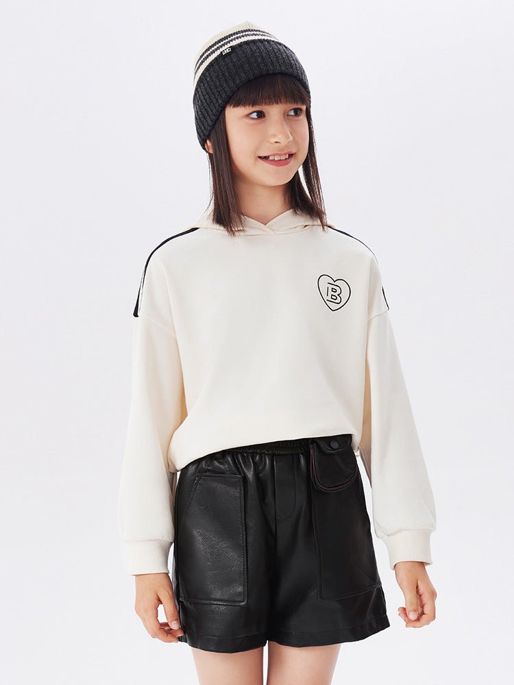 【線上專享】 balabala 童裝中童女撞色織帶帶帽衛衣 7-14歲 - balabala