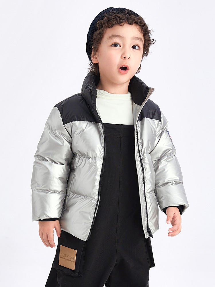【線上專享】 balabala 童裝中童中性格紋短羽絨服 7-14歲 - balabala