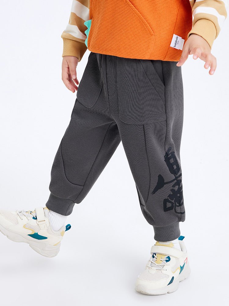 【線上專享】 balabala 童裝中童男肌理面料針織長褲 7-14歲 - balabala