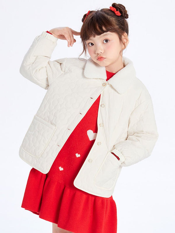 【線上專享】 balabala 童裝中童女絎縫壓花梭織棉服 7-14歲 - balabala