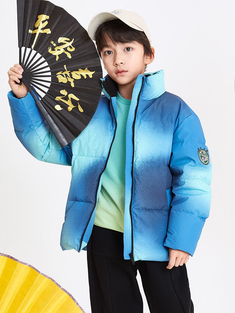 【線上專享】 balabala 童裝中童中性格紋短羽絨服 7-14歲 - balabala