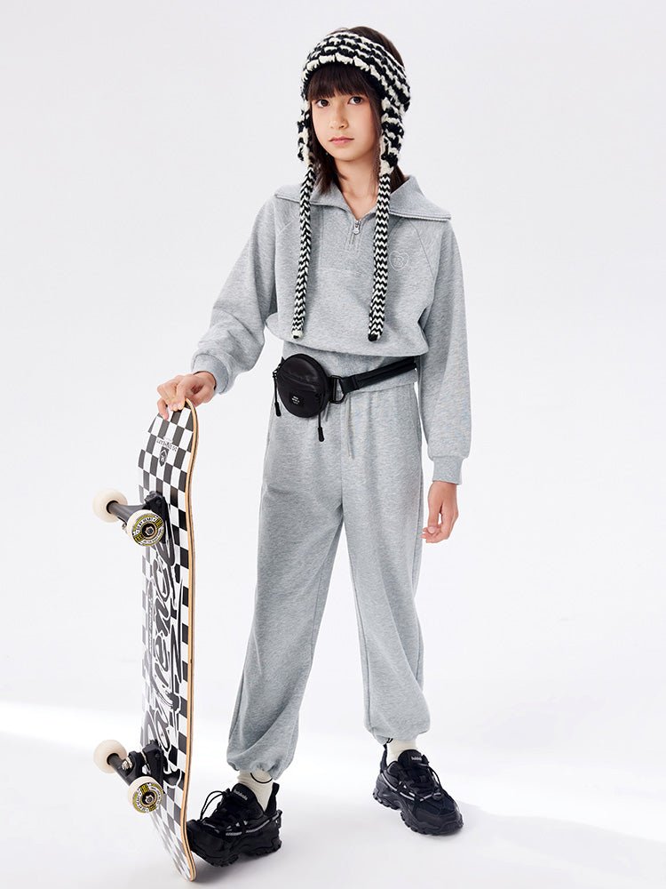 【線上專享】 balabala 童裝中童女淨色針織長袖套裝 7-14歲 - balabala