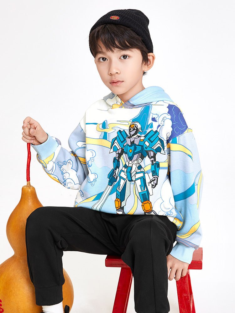 【線上專享】 balabala 童裝中童男機甲圓領衛衣 7-14歲 - balabala