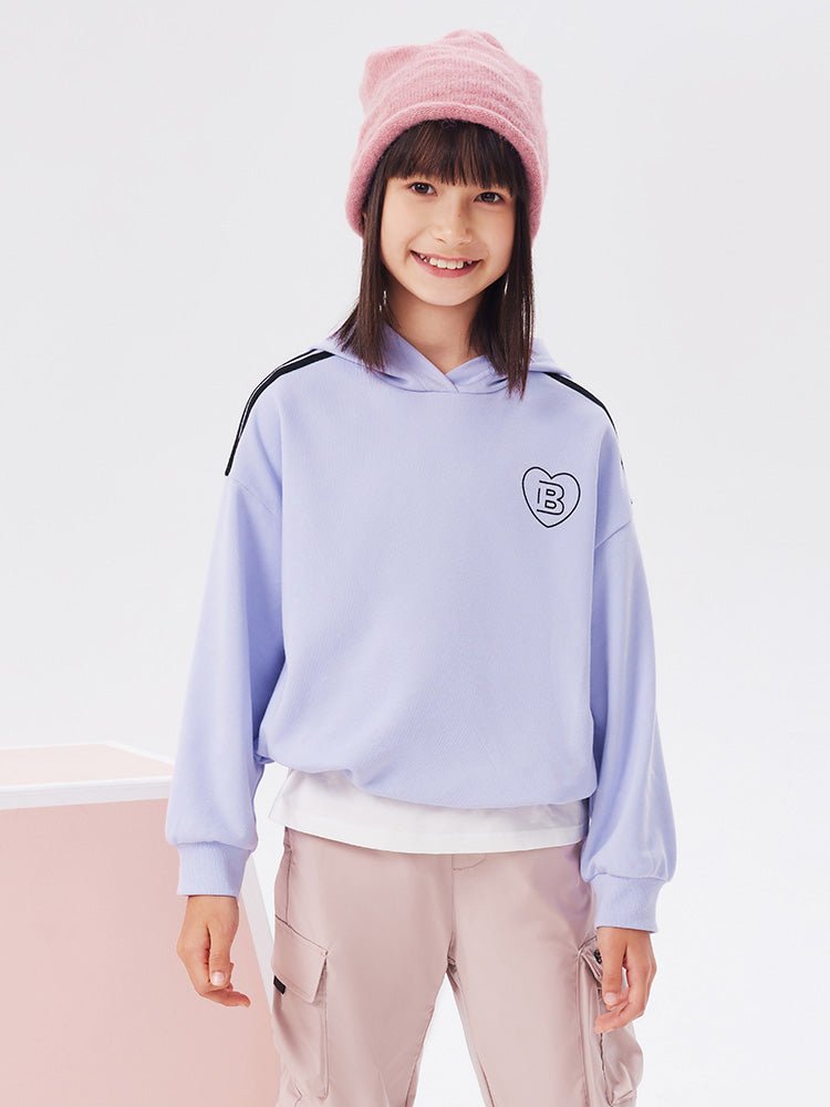 【線上專享】 balabala 童裝中童女撞色織帶帶帽衛衣 7-14歲 - balabala