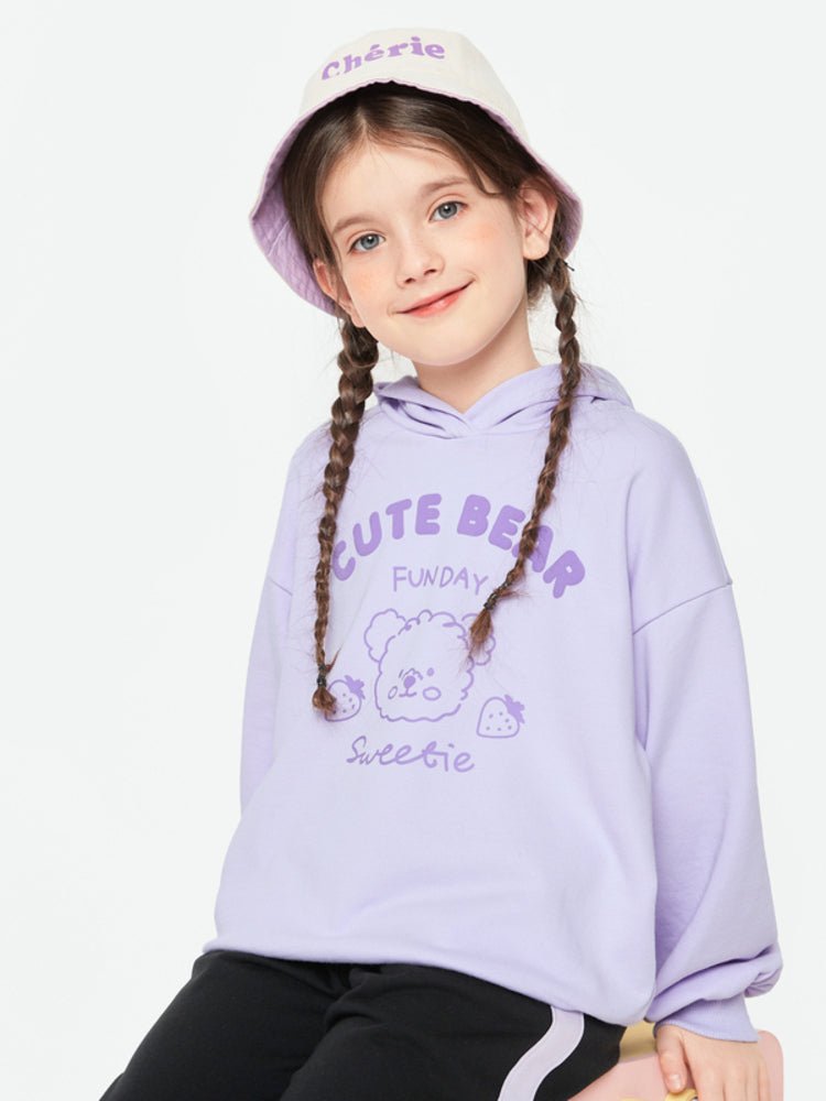 【線上專享】 balabala 童裝中童女小熊印花針織長袖套裝 7-14歲 - balabala