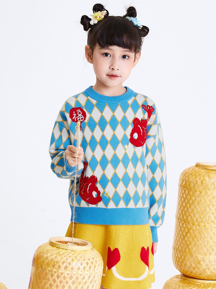 【線上專享】 balabala 童裝中童女小兔圓領毛衫 7-14歲 - balabala