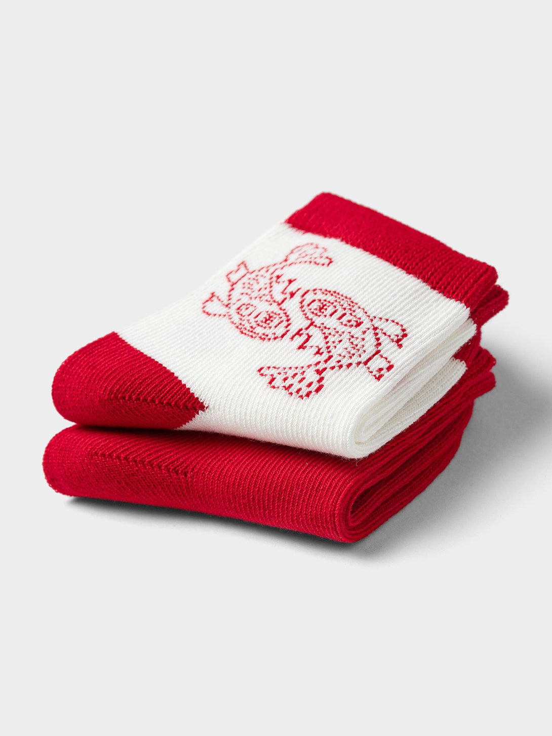 balabala 巴拉巴拉寶寶襪子龍年新款兒童棉襪男童女童小童本命年紅色兩雙裝 - balabala