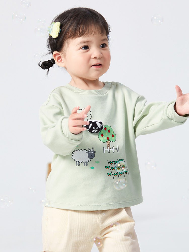 balabala 女嬰童Jollybaby聯名奶牛立體章仔全棉女嬰童長袖T恤 - balabala