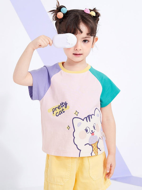【網店專限】balabala 女童潮流撞色短袖T恤 2-8歲 - balabala