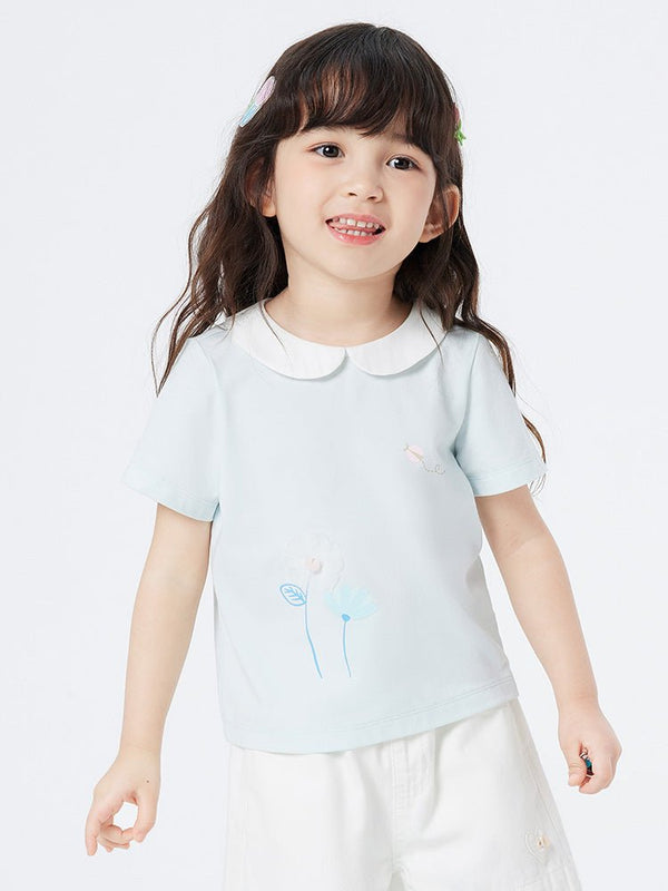 balabala 女幼童精緻娃娃領短袖T恤 2-8嵗 - balabala