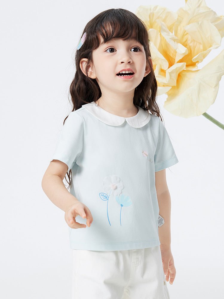 balabala 女幼童精緻娃娃領短袖T恤 2-8嵗 - balabala