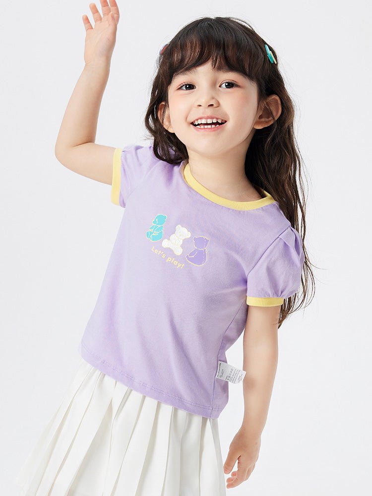 【網店專限】balabala 純棉泡泡袖短袖T恤 2-8歲 - balabala