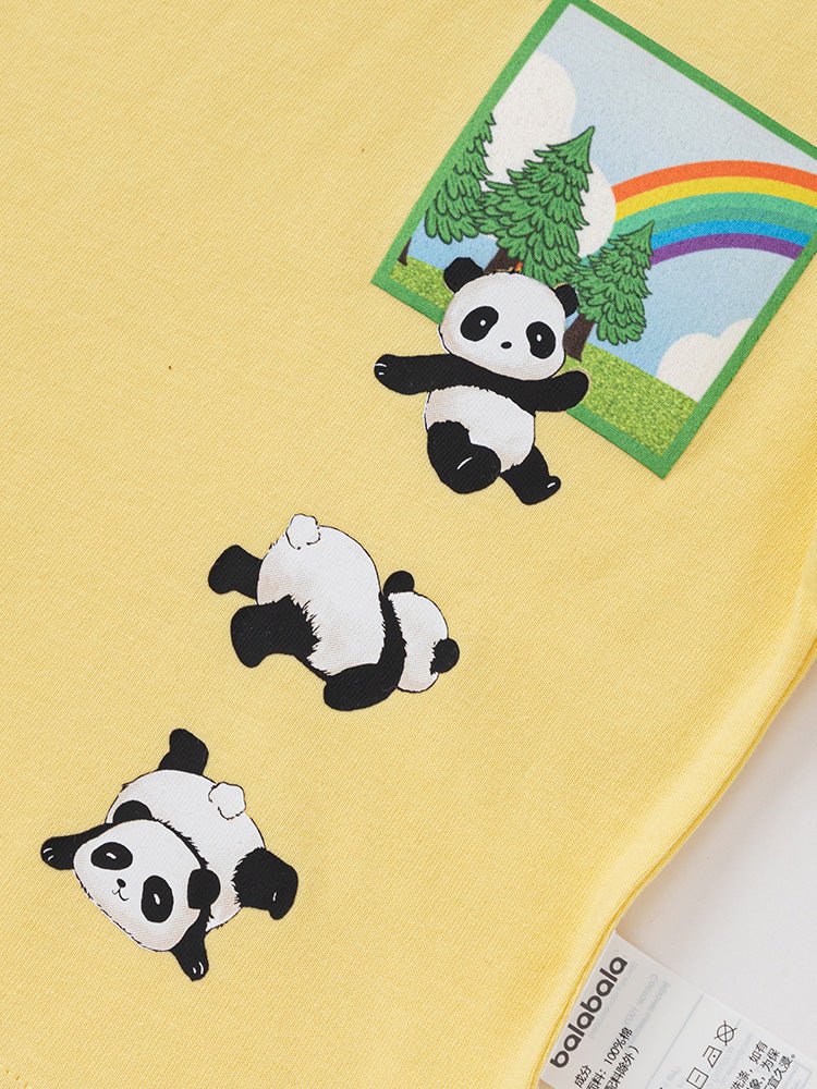 balabala 男嬰童熊貓全棉男嬰童長袖T恤 - balabala