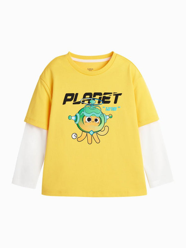 balabala 男幼童小章魚撞色長袖T-shirt 2-8歲 - balabala