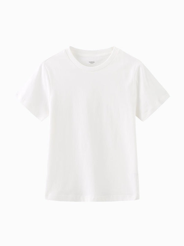 Balabala 童装 男女同款 幼童全棉纯白色短袖T恤 T-shirt2-8歲 - balabala