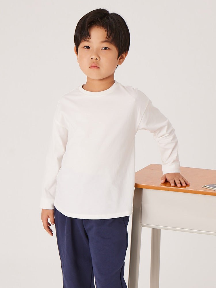 Balabala 童装幼童全棉纯白色长袖T恤2-8歲 - balabala