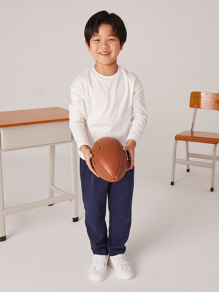 Balabala 童装幼童全棉纯白色长袖T恤2-8歲 - balabala