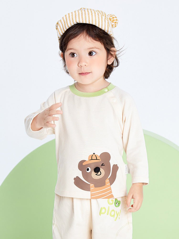 balabala 男嬰童小熊圓V領長袖T恤 0-3歲 - balabala