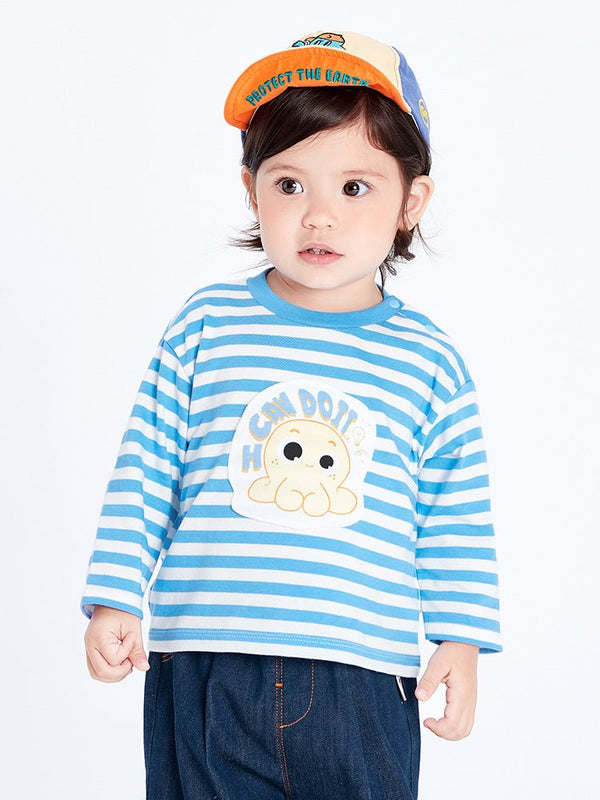 balabala 男嬰童小章魚圓V領長袖T恤 0-3歲 - balabala