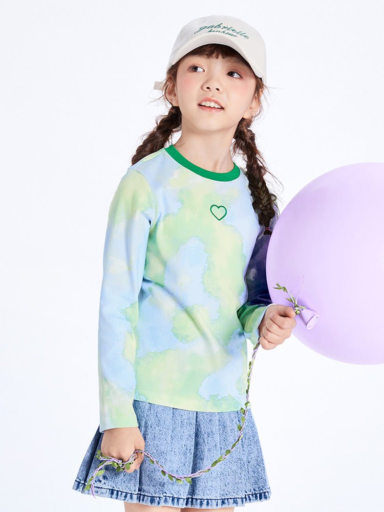 【線上專享】 balabala 童裝幼童女紮染圓V領長袖T恤 2-8歲 - balabala