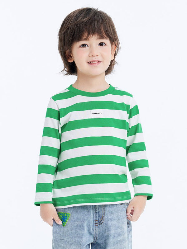 balabala 男幼童寬條紋圓V領長袖T恤 2-8歲 - balabala