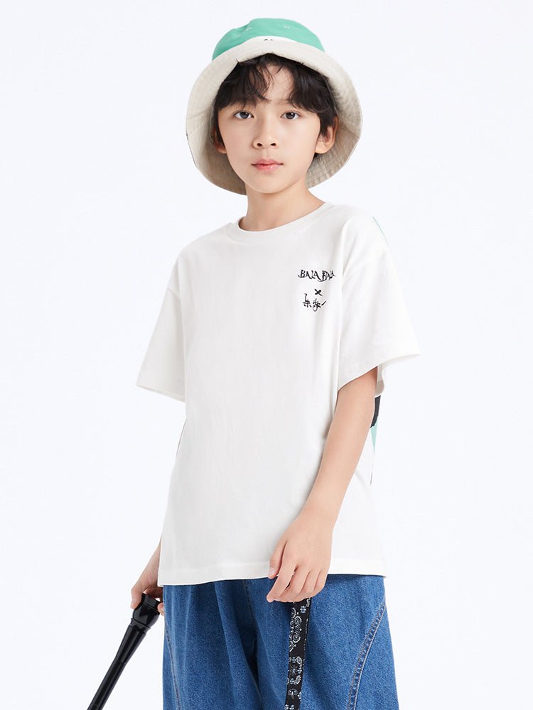 【線上專享】 balabala 童裝中童中性圓V領短袖T恤 7-14歲 - balabala