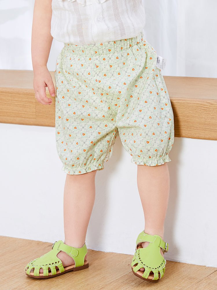 Balabala童裝女嬰童愛心圖案梭織短褲0-4歲 - balabala
