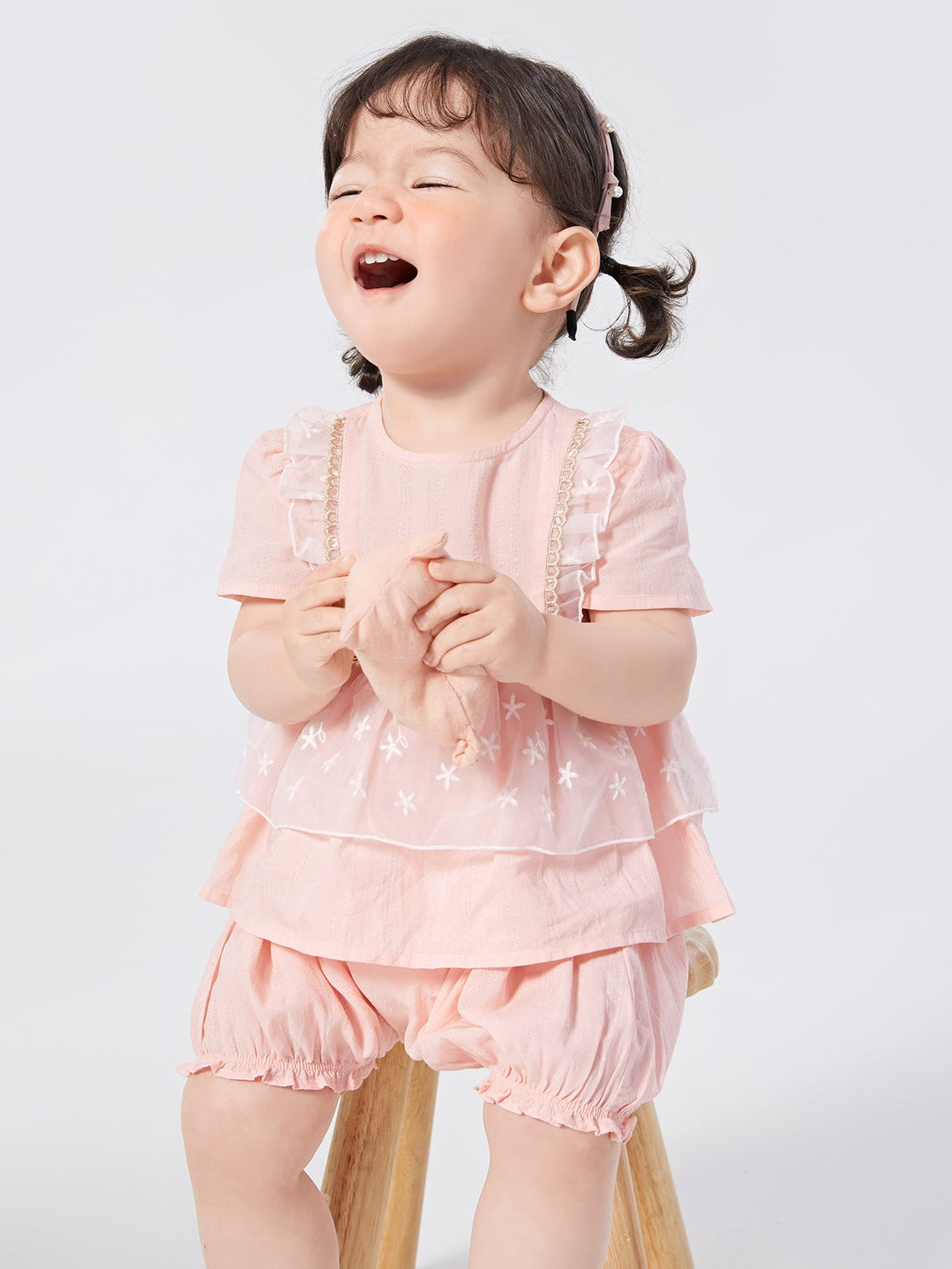 Balabala童裝女嬰童甜美大氣梭織短袖套裝0-4歲 - balabala