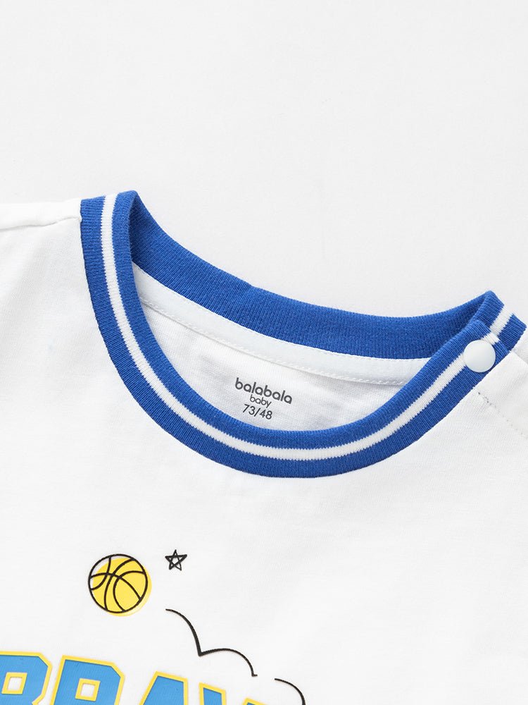 Balabala童裝中性嬰童籃球圖案針織短袖套裝0-4歲 - balabala