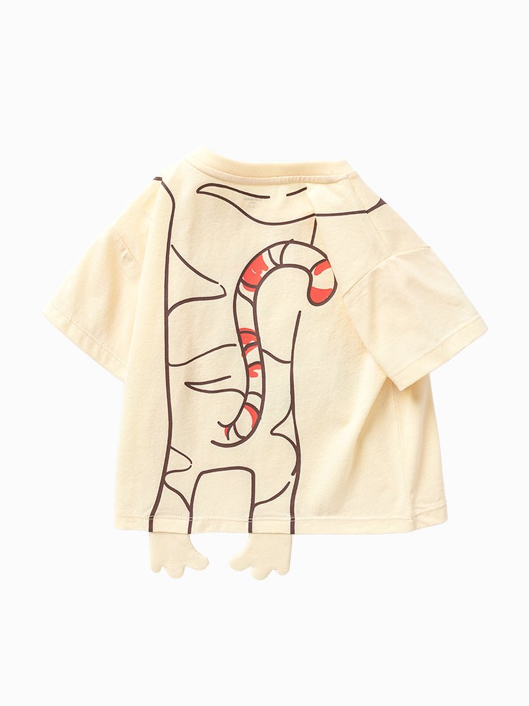 Balabala童裝女嬰童貓圖案圓V領短袖T恤0-4歲 - balabala