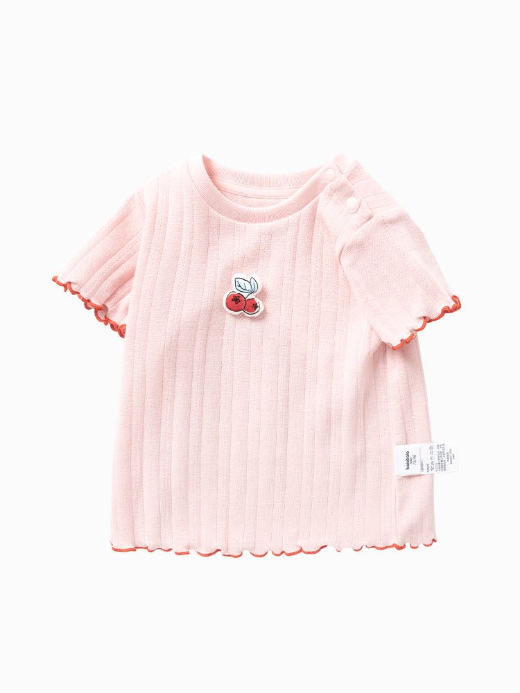 Balabala童裝女嬰童水果圖案圓V領短袖T恤0-4歲 - balabala