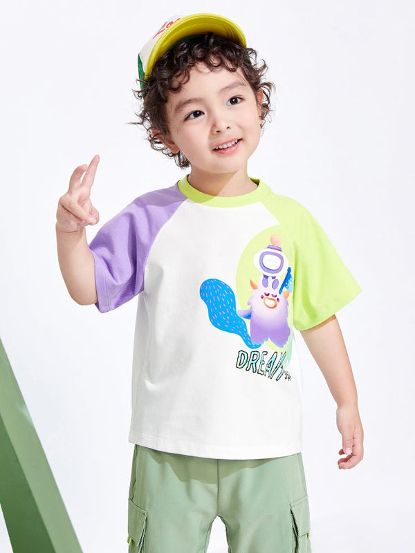 Balabala童裝男幼童動物圖案圓V領短袖T恤2-8歲 - balabala