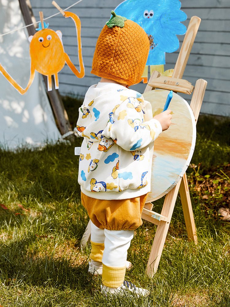 嬰童童趣動物印花連帽便服 - balabala